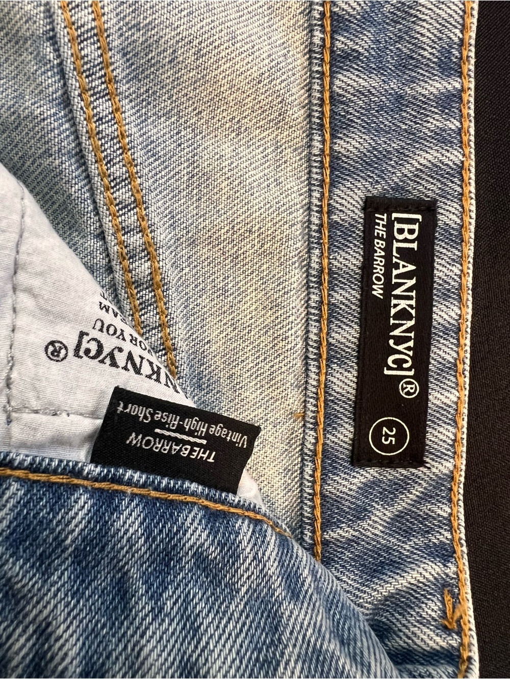 Blank NYC The Barrow Vintage High Rise Denim Shorts Crochet Patches size 25 NWT - Picture 4 of 10
